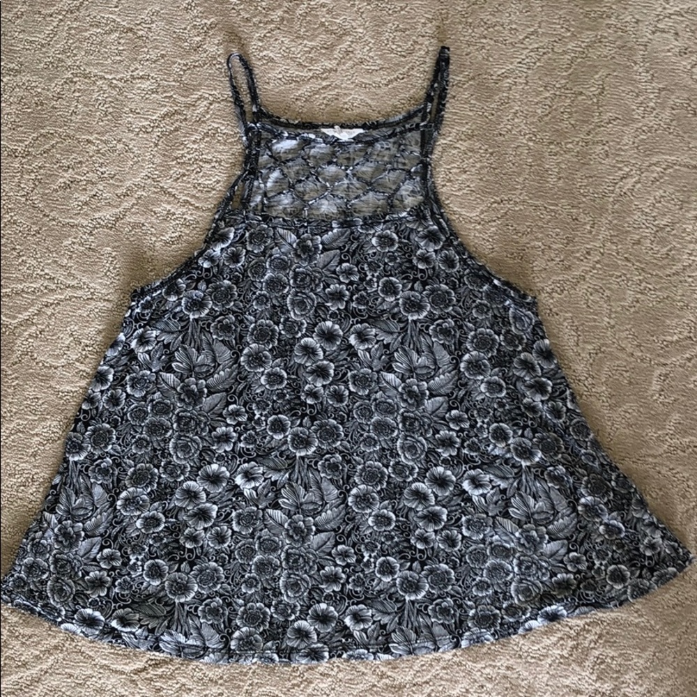 Black and white floral tank
